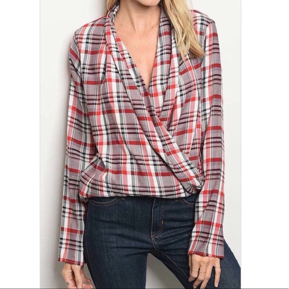 Tops - MUST GO! LAST ONE! Sz SMALL! Red & White Plaid Top